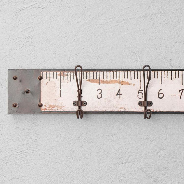 Девятиместная настенная вешалка Винтажная линейка Measuring Rod Wall Rack 9 Hooks