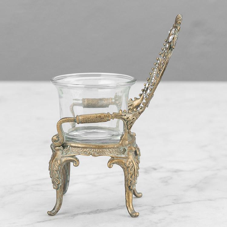 Металлический подсвечник для одной свечи Кресло Glass Metal Antique Chair Votive Gold