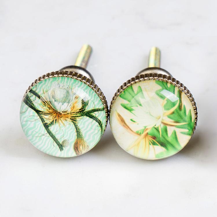 Набор из двух мебельных ручек с цветочным рисунком Set Of 2 Knobs Floral
