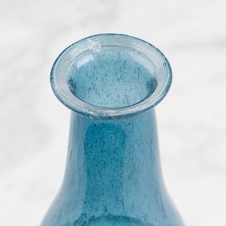 Узкая синяя ваза из переработанного стекла Narrow Recycled Glass Vase Blue