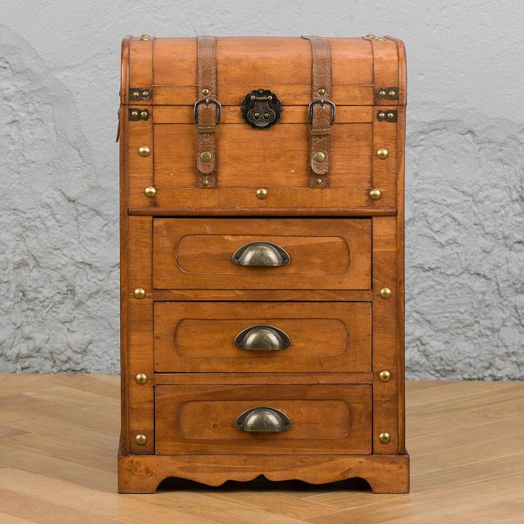 Деревянный комод-сундук с тремя ящиками Wood Chest Cabinet With Drawers Brown