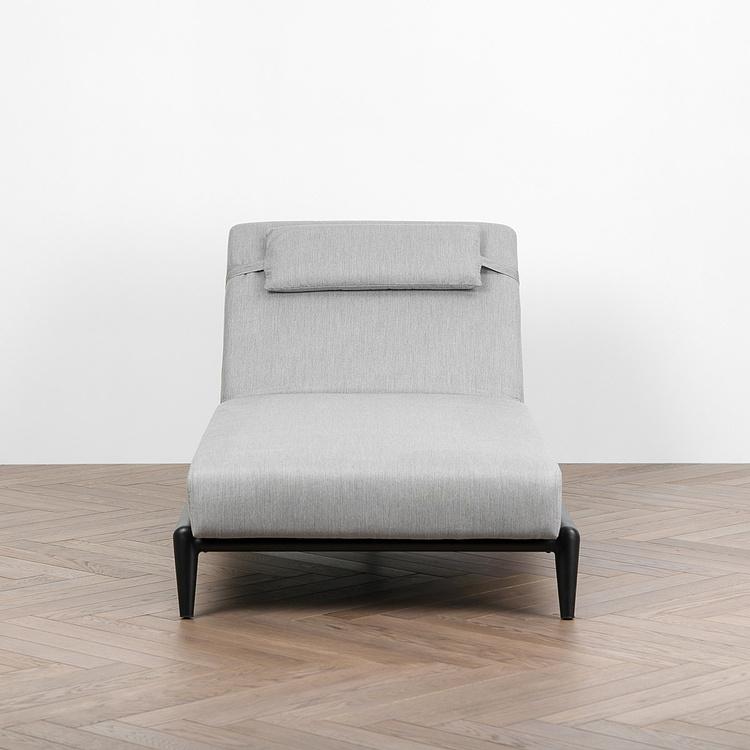 Садовый шезлонг-лежак Dune Lounger, Black акриловая ткань Lead Chine - ракурс 2
