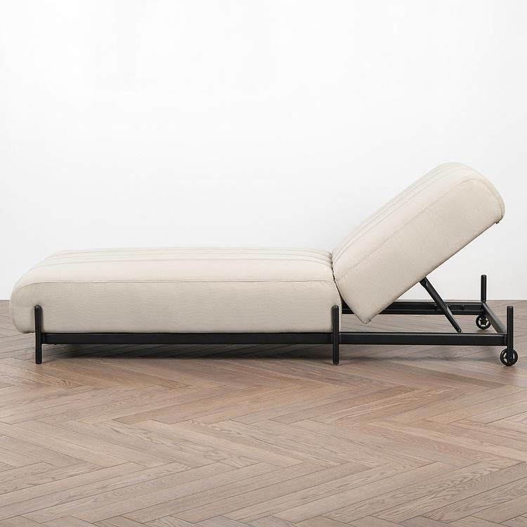 Садовый шезлонг-лежак Luna Lounger, Black акриловая ткань Light Stone - ракурс 3