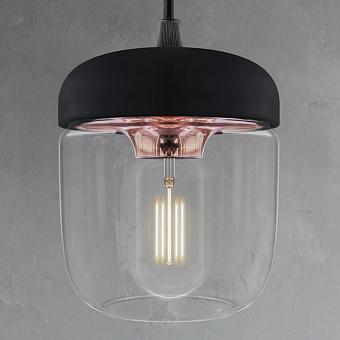 Acorn Black Copper Hanging Lamp With Black Cord Rosette