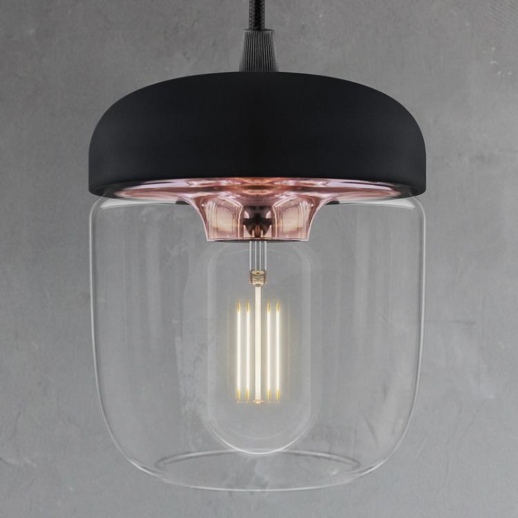 Acorn Black Copper Hanging Lamp With Black Cord Rosette