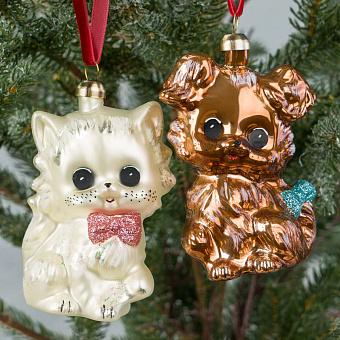 Набор из 2-х ёлочных игрушек Set Of 2 Balls Kitten And Puppy 9 cm