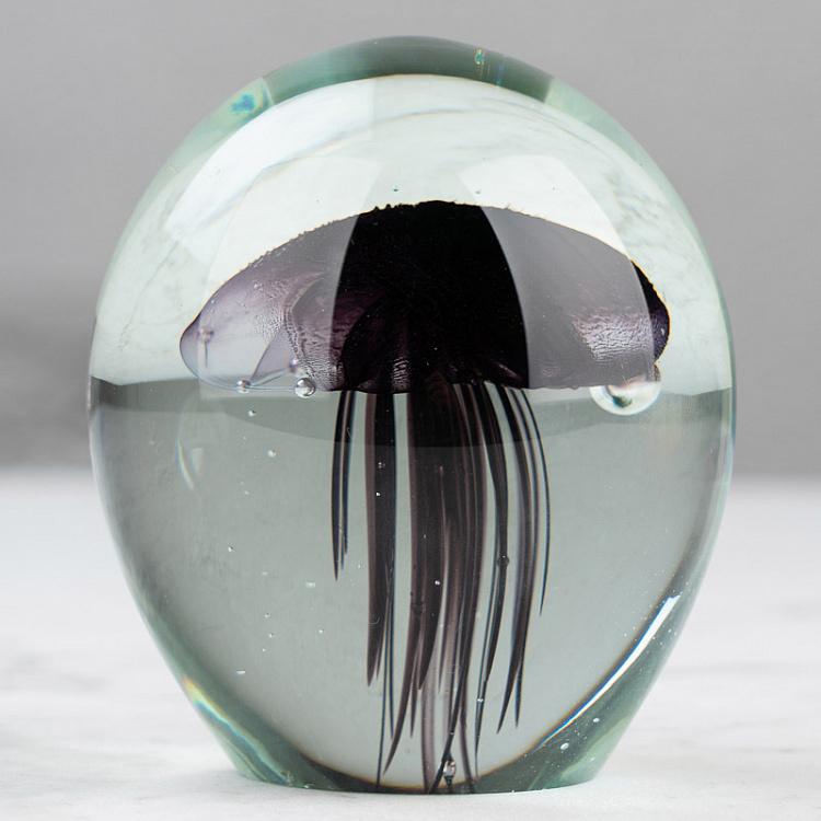 Пресс-папье Чёрная медуза Glass Paper Weight With Jellyfish