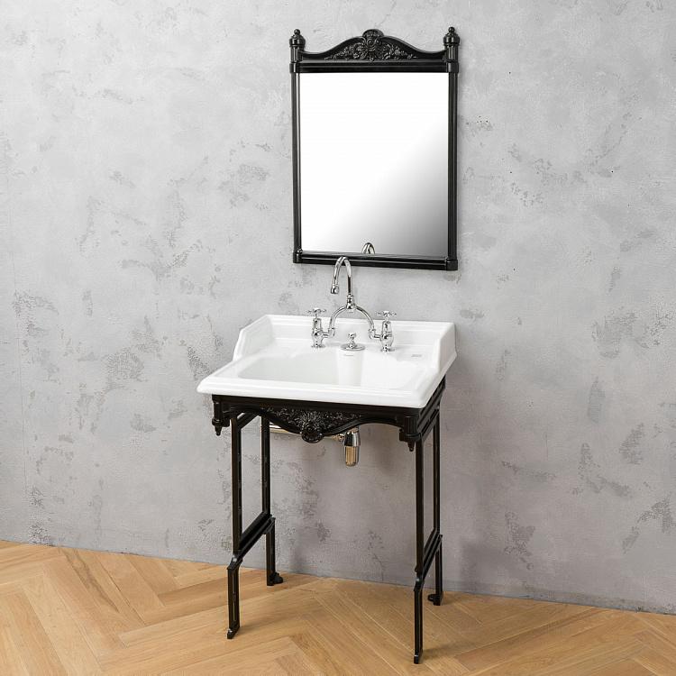 Классическая раковина с подстольем из чёрного алюминия Classic Wash Basin And Pedestal Black