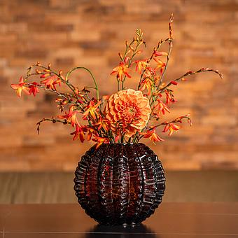 Cactus Shape Amber Glass Vase Small