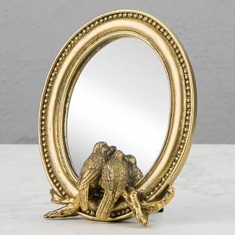 Small Oval Mirror With Golden Birds
