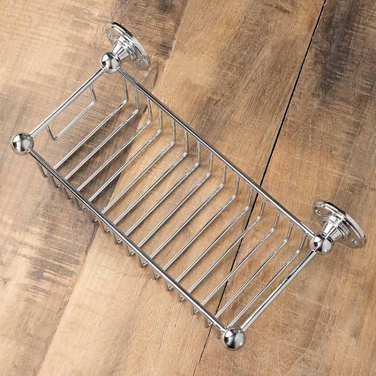 Прямоугольная глубокая полка-решётка цвета хром, L Shelf Basket Chrome Large