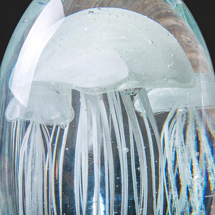 Пресс-папье Три белые медузы Glass Paperweight With 3 White Jellyfish