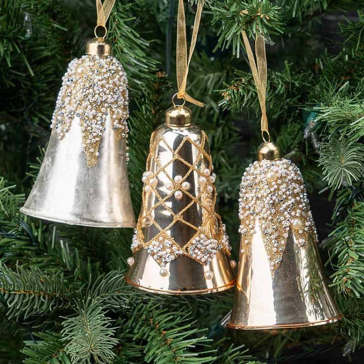 Набор из трёх ёлочных игрушек Стеклянные колокольчики 1 Set Of 3 Glass Bells 1 12 cm