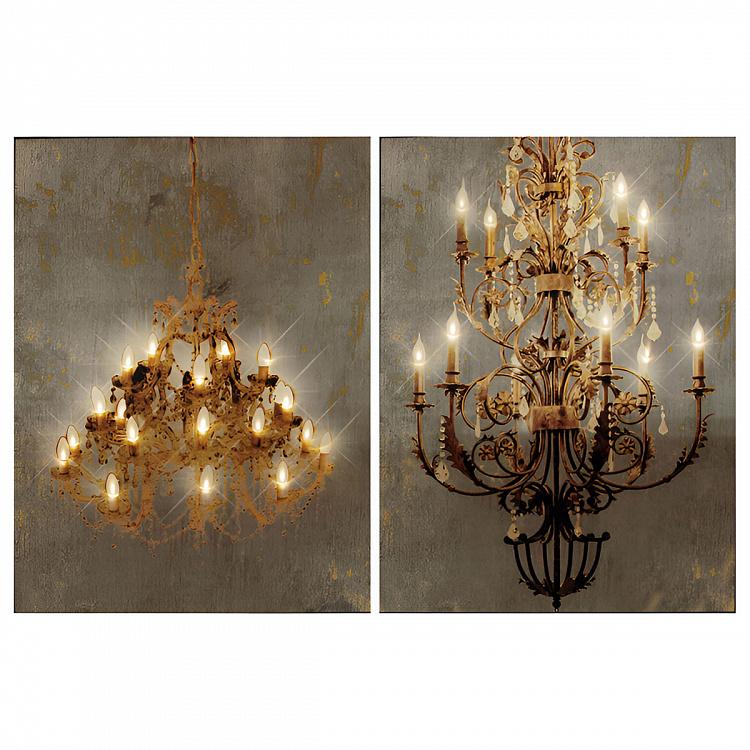 Set Of 2 Prints Grand Chandelier With Led