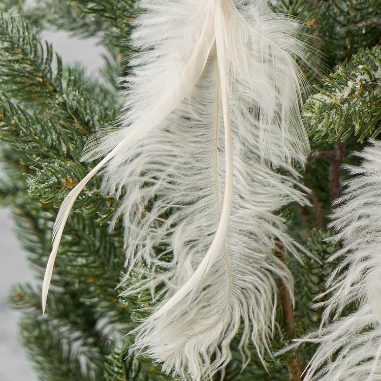 Набор из двух ёлочных игрушек из перьев Set Of 2 Plume Jewels Cream Gold 22 cm