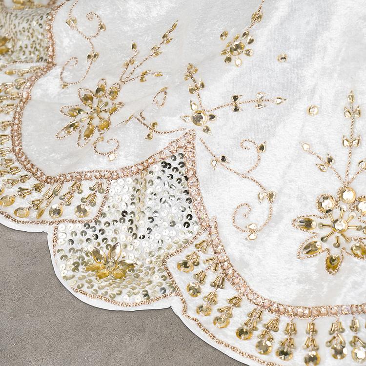 Коврик-юбка под ёлку большой цвета слоновой кости с золотым Christmas Tree Skirt Ivory Gold 120&nbsp;cm