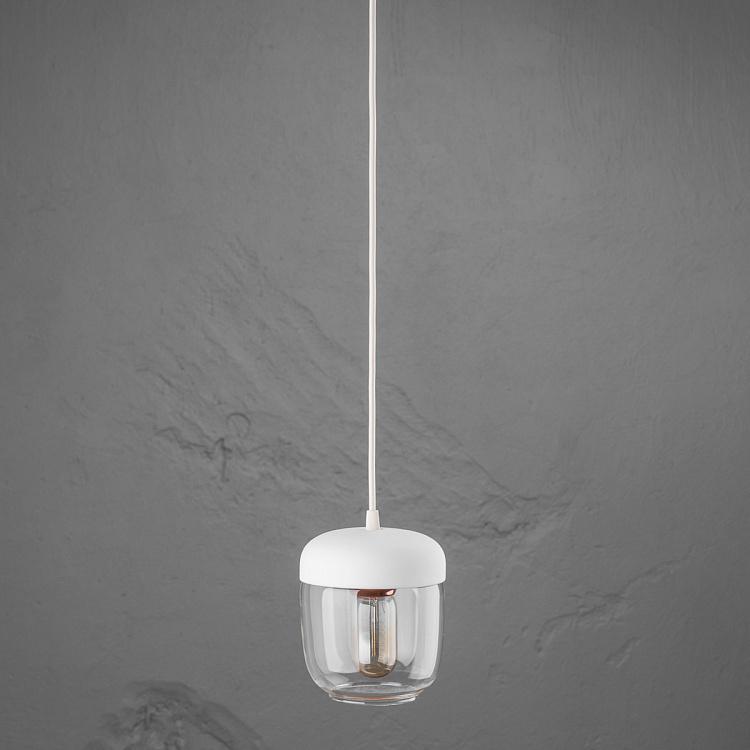 Белый подвесной светильник Жёлудь на белом проводе Acorn White Hanging Lamp With White Cord