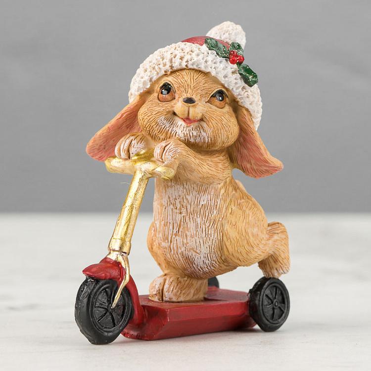 Cute Xmas Rabbit On Scooter 11 cm