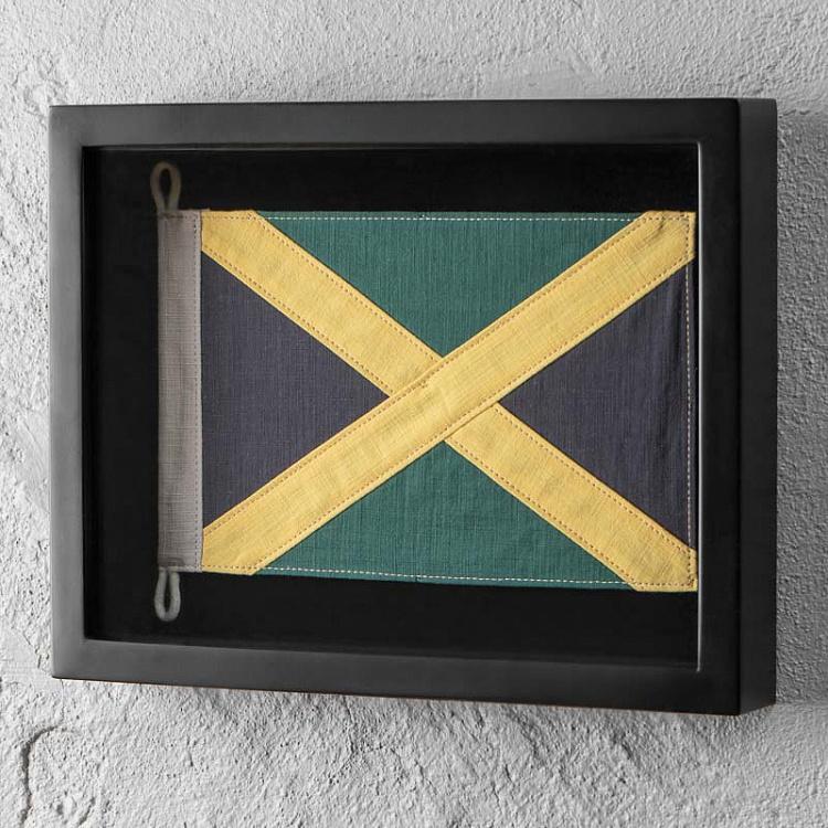 Флаг Ямайки за стеклом в раме, мини Shadow Box Flag Jamaica Mini