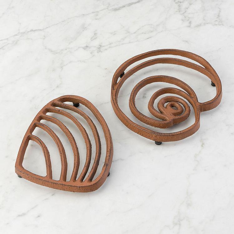 Подставка под горячее Чугунная ракушка округлая Round Shell Shaped Cast Iron Rusty Trivet