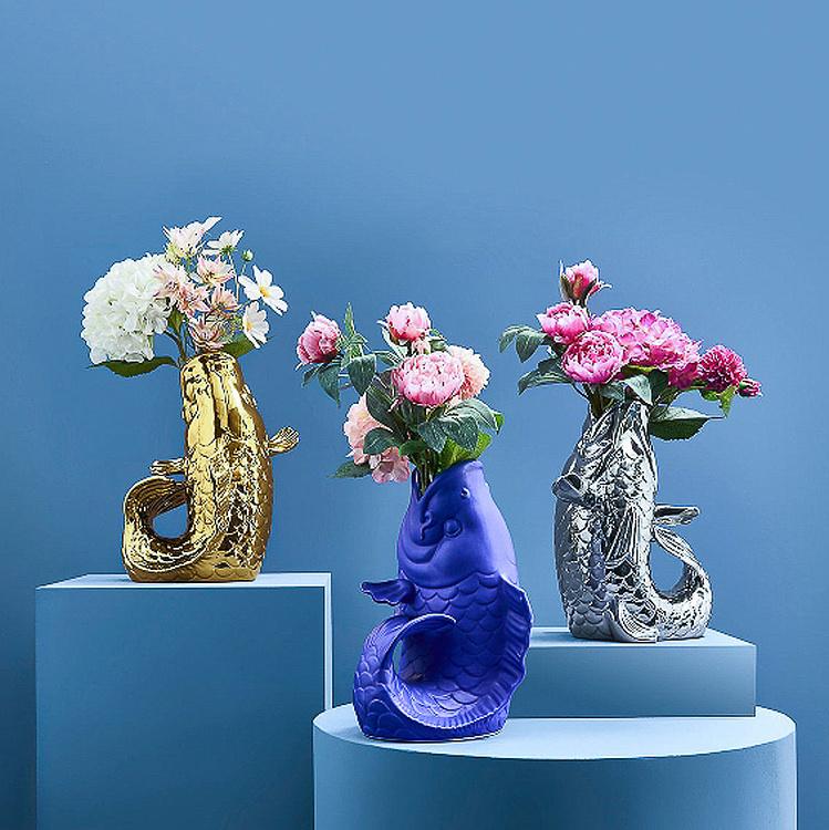 Ваза синего цвета Блабб Blubb Mat Blue Vase