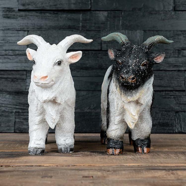 Набор из 2-х новогодних фигурок Козлы Set Of 2 Standing Goats White/Black 27 cm