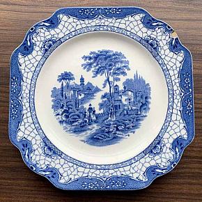 Vintage Plate Blue White Medium 11