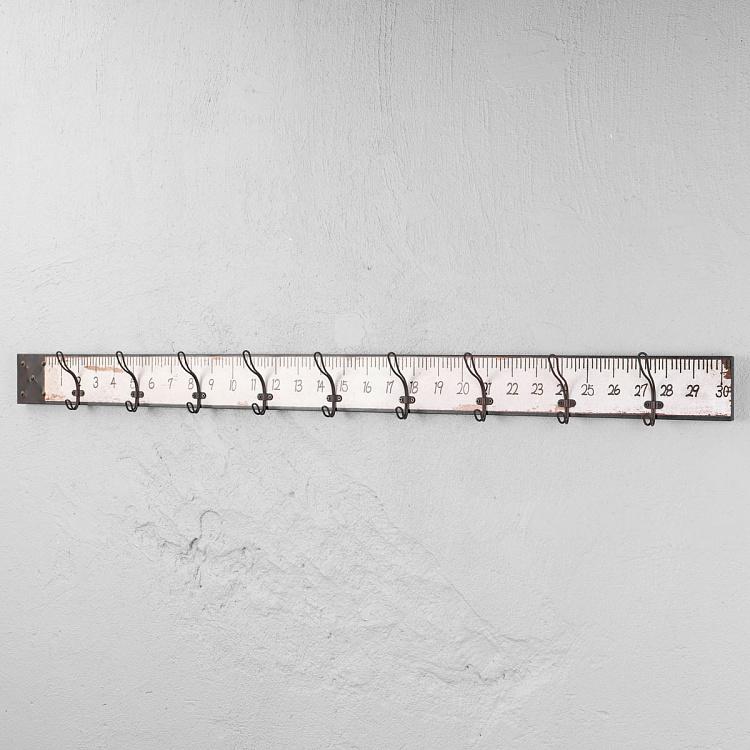 Девятиместная настенная вешалка Винтажная линейка Measuring Rod Wall Rack 9 Hooks