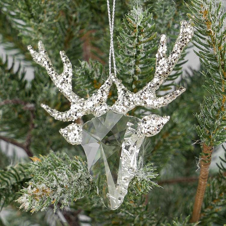 Glass Crystal Deer Head Clear 9,5 cm