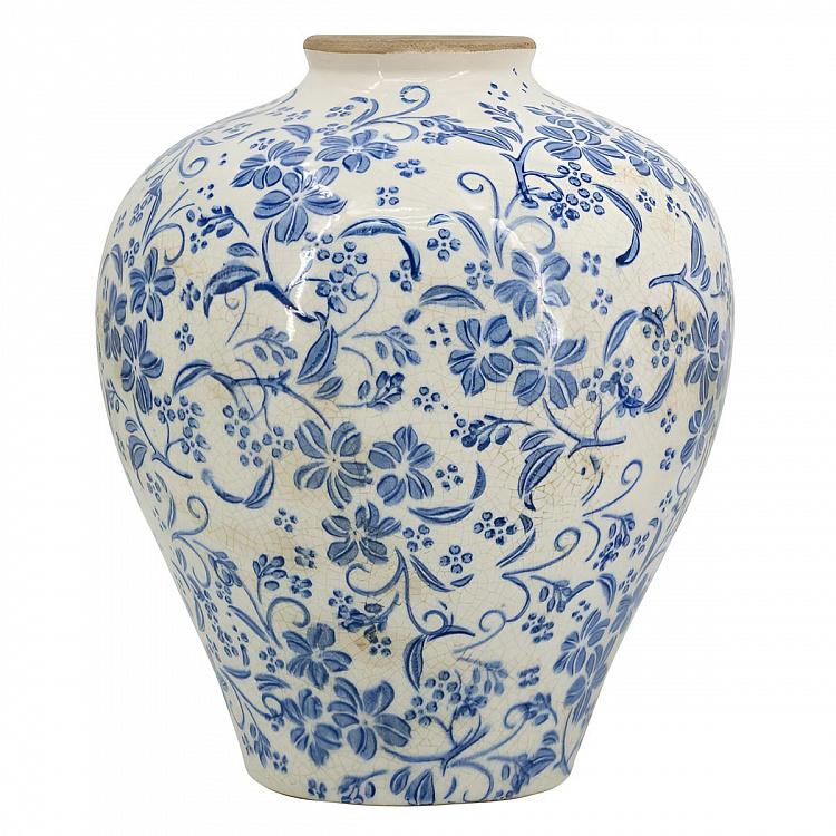 Ваза с синей цветочной росписью Ceramic Vase Blue Painted