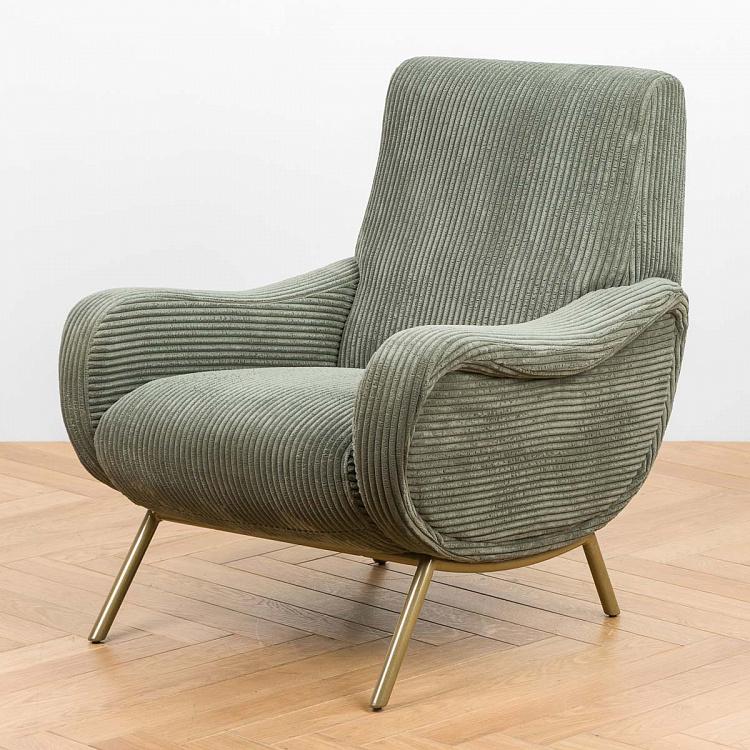 Зелёное кресло Альберт Albert Armchair Green Velvet