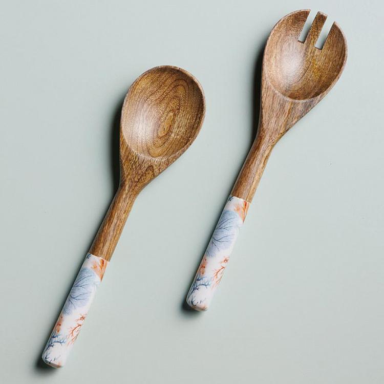 Набор из двух салатных ложек Кораллы Set Of 2 Salad Servers Coral Mango Wood