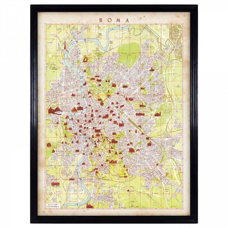 Картина-принт Карта Рима, L Map Rome Large