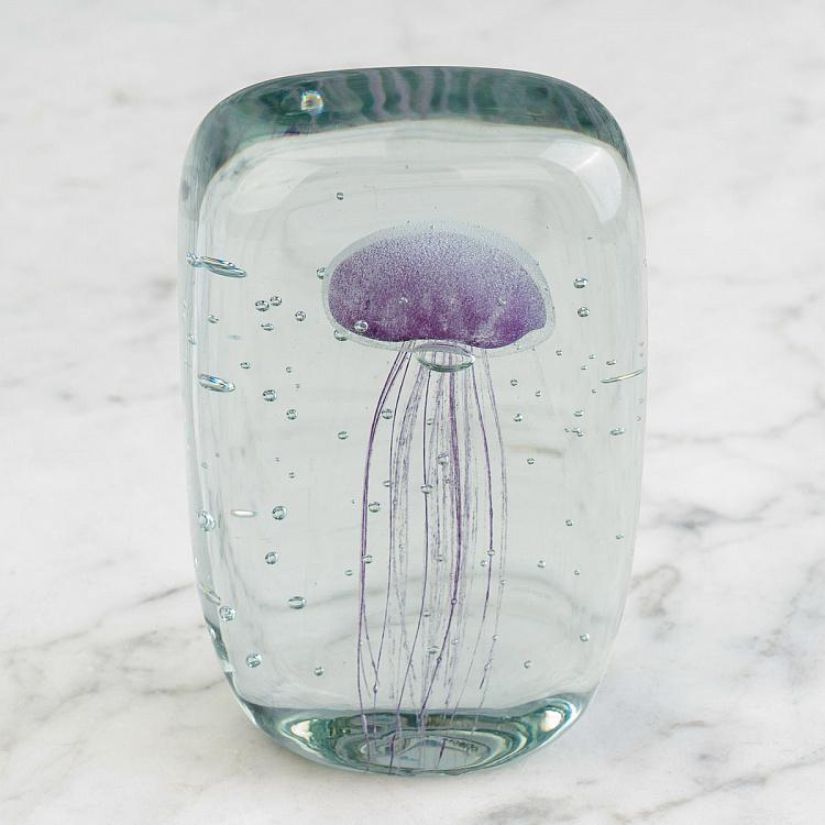 Пресс-папье Розовая медуза Rectangular Glass Paperweight Pink Jellyfish