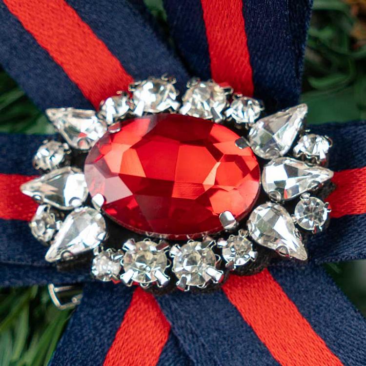 Новогодняя подвеска Бант с красным камнем Bow With Red Stone 20 cm