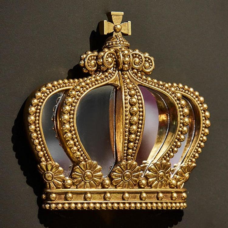 Настенное украшение с зеркалом Золотая корона 1 Crown Wall Object With Mirror Gold 1