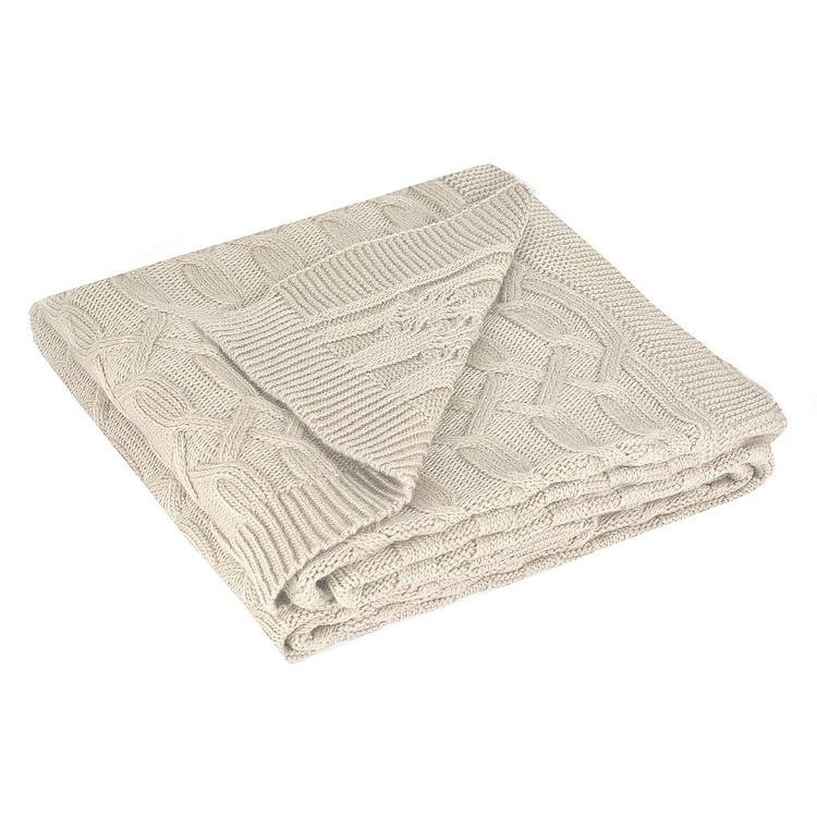 Бежевый шерстяной плед Вермонт в вязаном тубусе, 130x180 см Vermont Plaid Dark Beige 130x180 cm