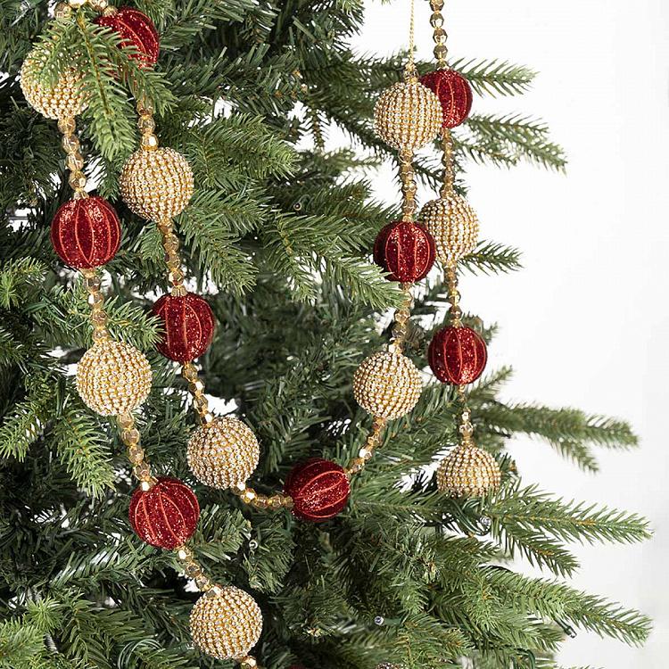 Гирлянда из Золотистых и бордовых шаров Garland With Balls Gold And Burgundy 182 cm