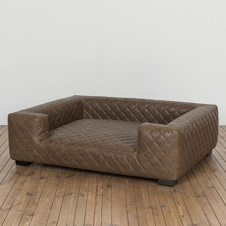 Коричневый диван для собак/кошек Эдоардо с прострочкой Бентли, L Edoardo Sofa Large, Charcoal Bentley Stitch