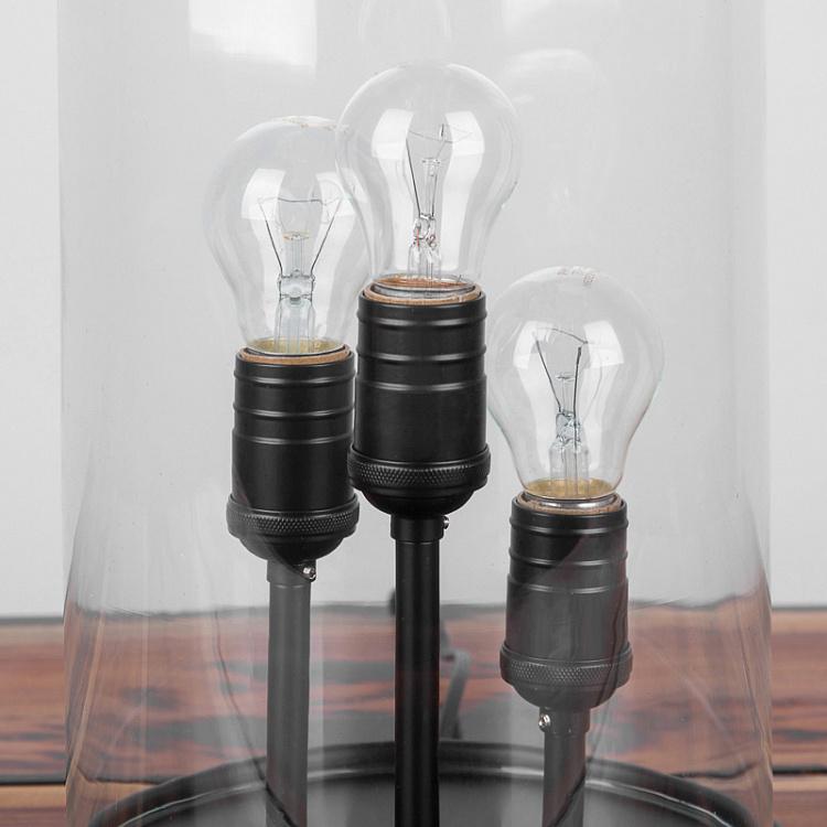 Настольная лампа Колба с 3-мя лампами Black Base Dome With 3 Bulbs Holders