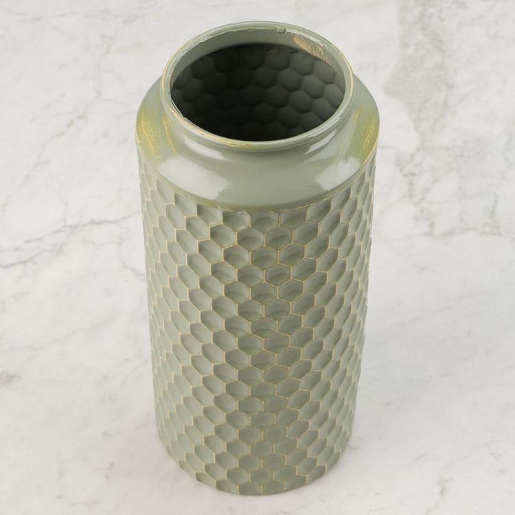 Серо-зелёная металлическая ваза Green Grey Metal Vase