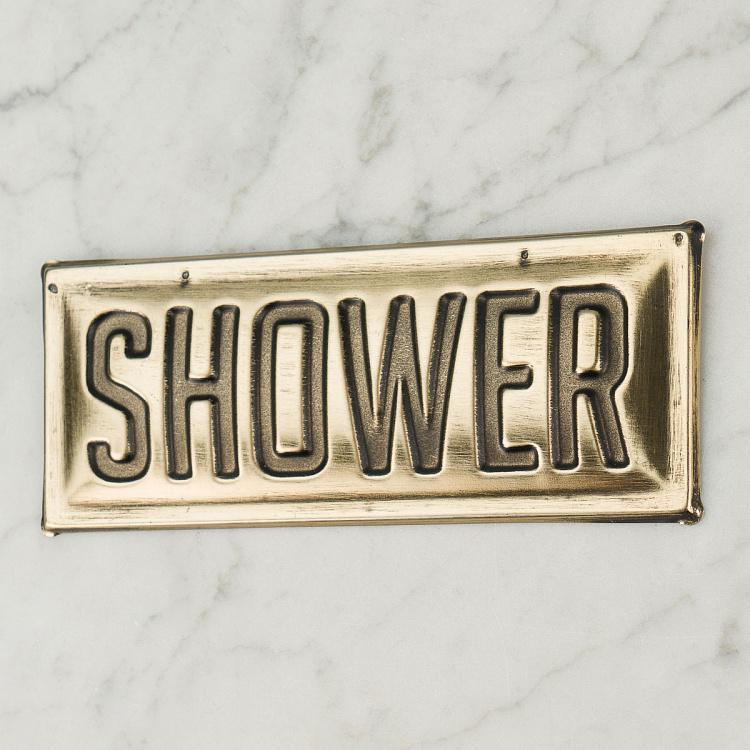 Металлическая табличка Душевая Brass Sign Shower