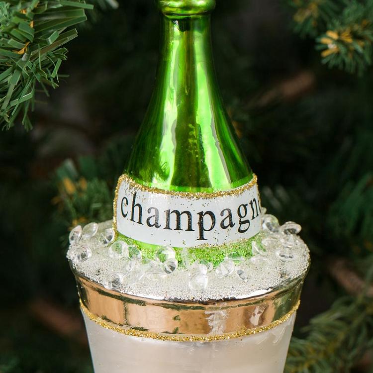 Ёлочная игрушка Шампанское в ведре со льдом Glass Hanger Champagne Cooler 14,5 cm