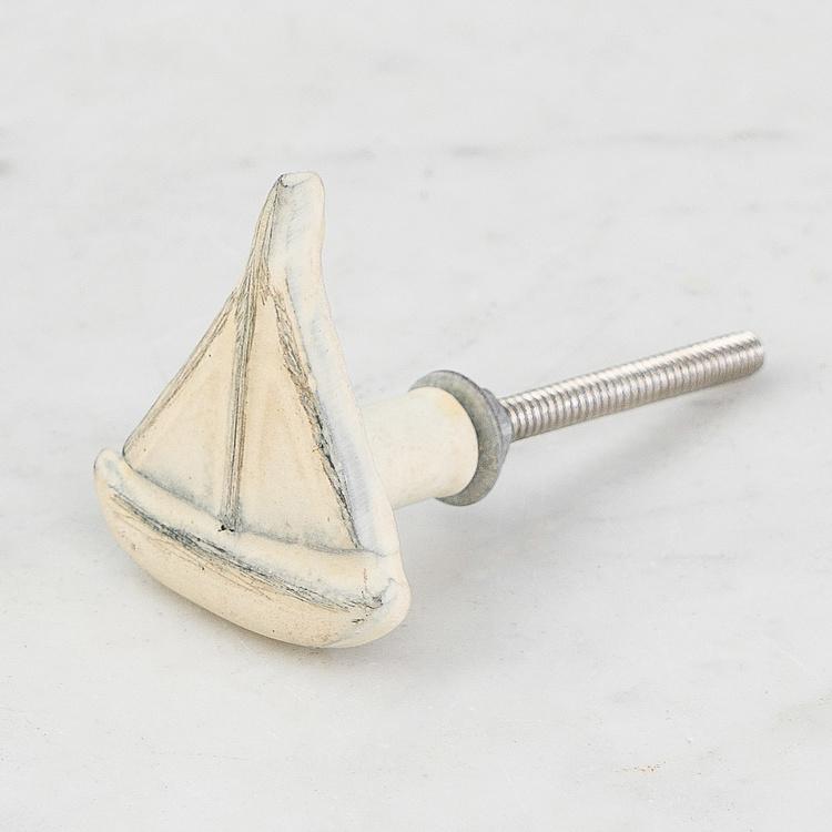 Мебельная ручка Парусник белый Sailboat Knob White