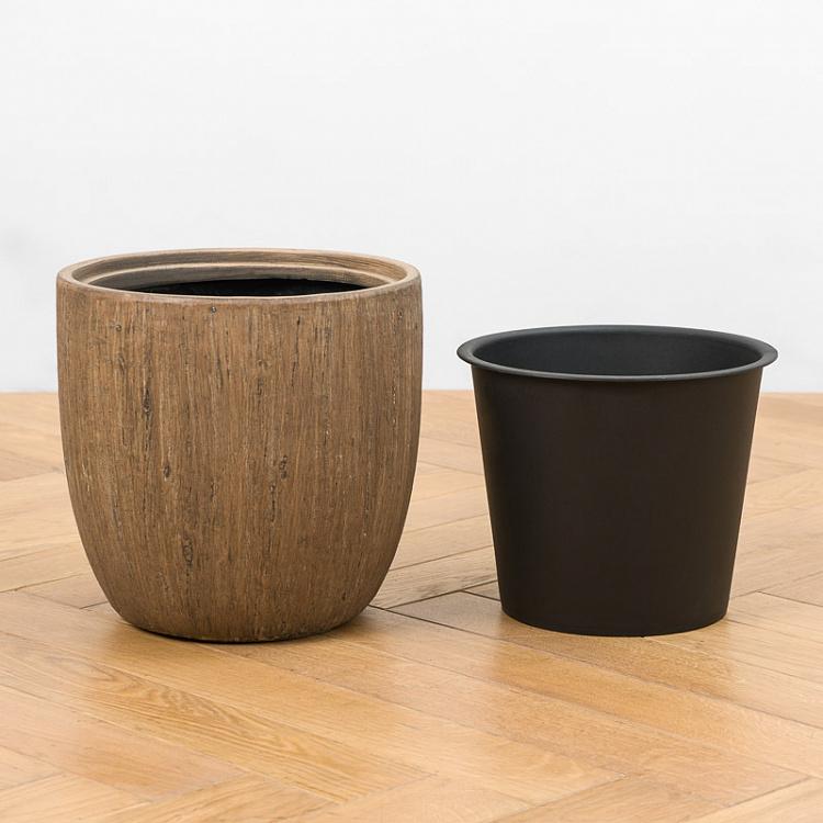 Кашпо-чаша Эффектори, светлый дуб, M Effectory Wood Bowl Pot Light Oak Medium