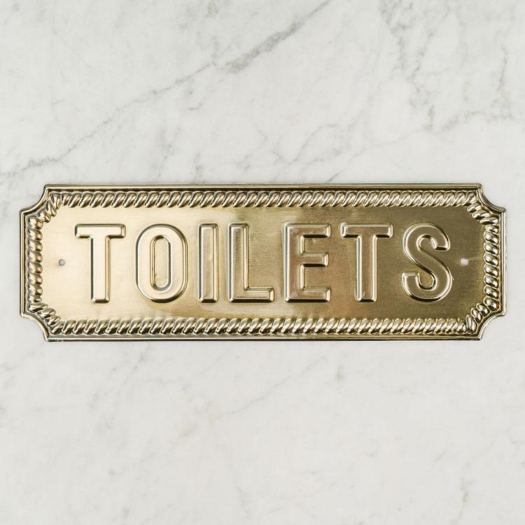 Металлическая табличка Туалеты Brass Sign Toilets