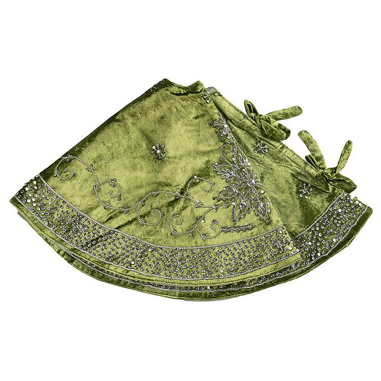 Зелёный коврик-юбка под ёлку большой с серебряными пайетками Silver Beads Christmas Tree Skirt Green 120&nbsp;cm