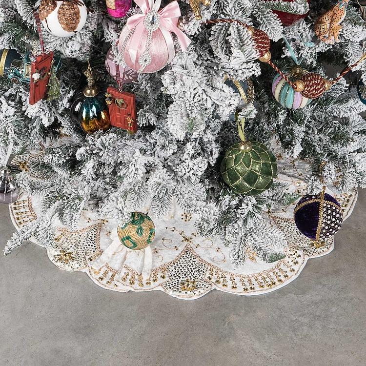 Коврик-юбка под ёлку большой цвета слоновой кости с золотым Christmas Tree Skirt Ivory Gold 120&nbsp;cm