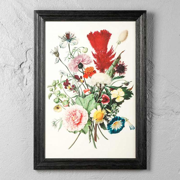 Картина-принт в чёрной раме Букет полевых цветов Bouquet Of Wildflowers Print