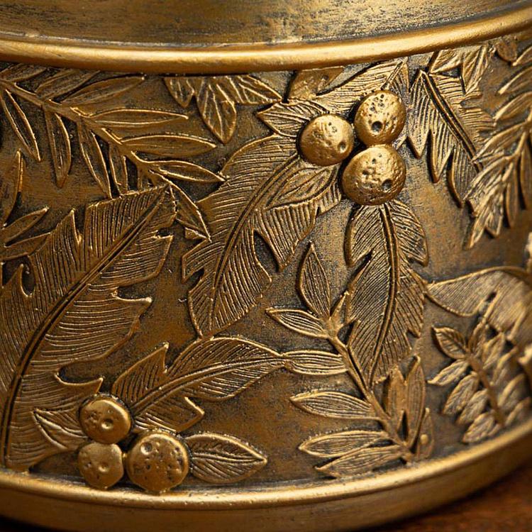 Шкатулка золотистая с туканом на крышке Golden Box With Toucan Lid